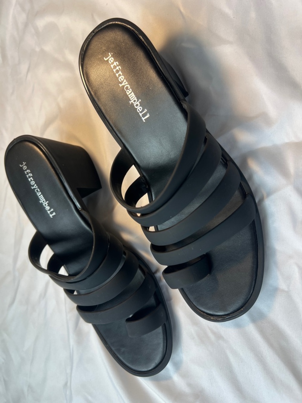 Jeffrey Campbell Black Heeled Mules (USA Size: 8 /EUR: 39).